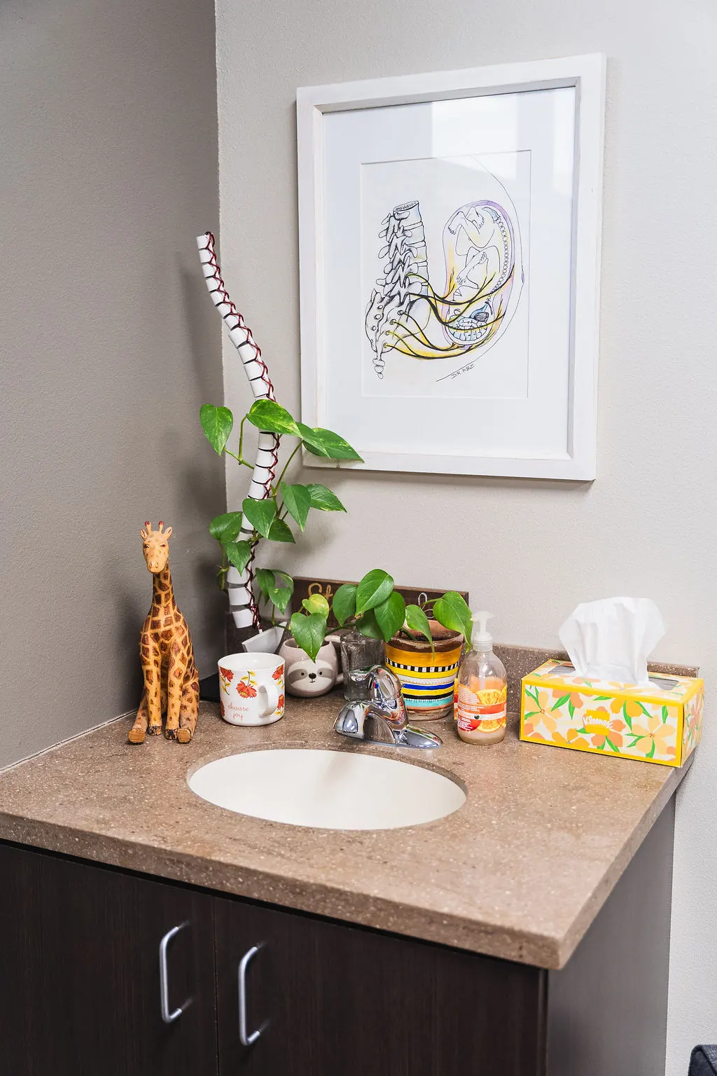 Sink with kid friendly decorations at Wayson Family Chiropractic