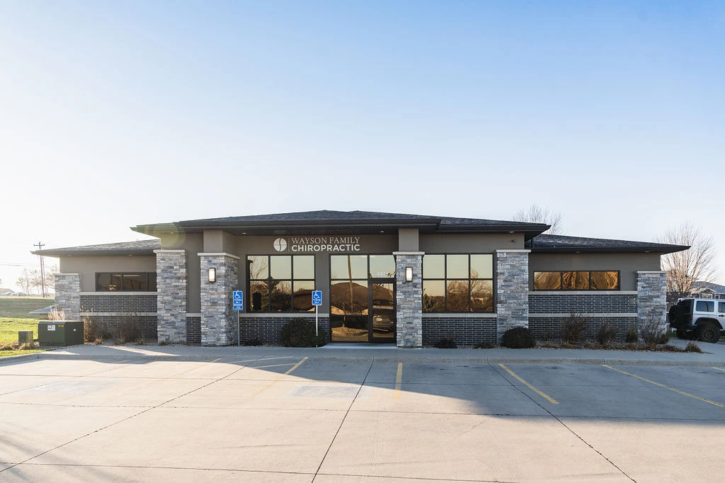 Wayson Family Chiropractic office viewed from the parking lot in Cedar Falls