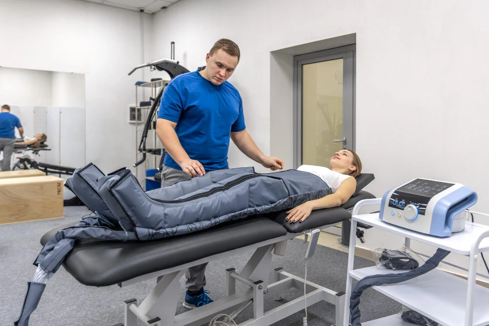 Chiropractor performing Gonstead technique on patient for spinal adjustment