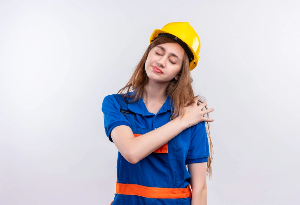 Worker using proper technique to prevent workplace injury
